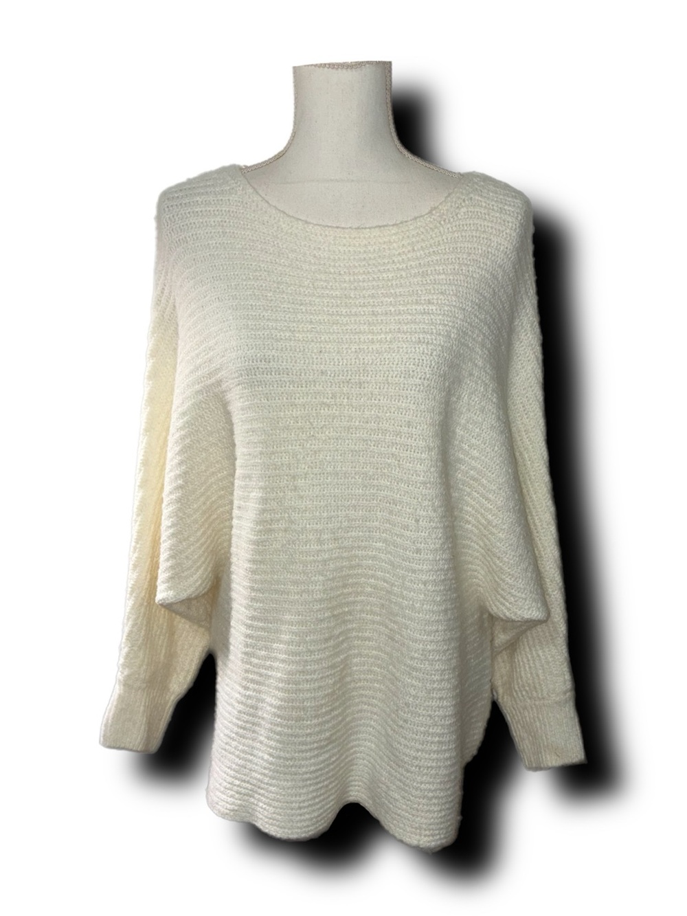 Divided Cream Boatneck Knit Dolman Sleeve Wool Blend Sweater Cozy Fall Vibes